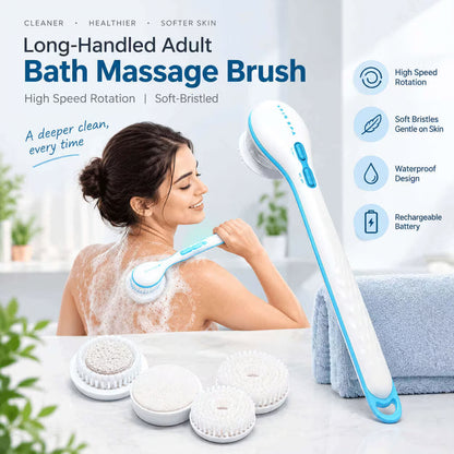 Electric Long-Handle Bath Massage Brush  Water-Resistant Design – Safe to Use in the Shower & Bath