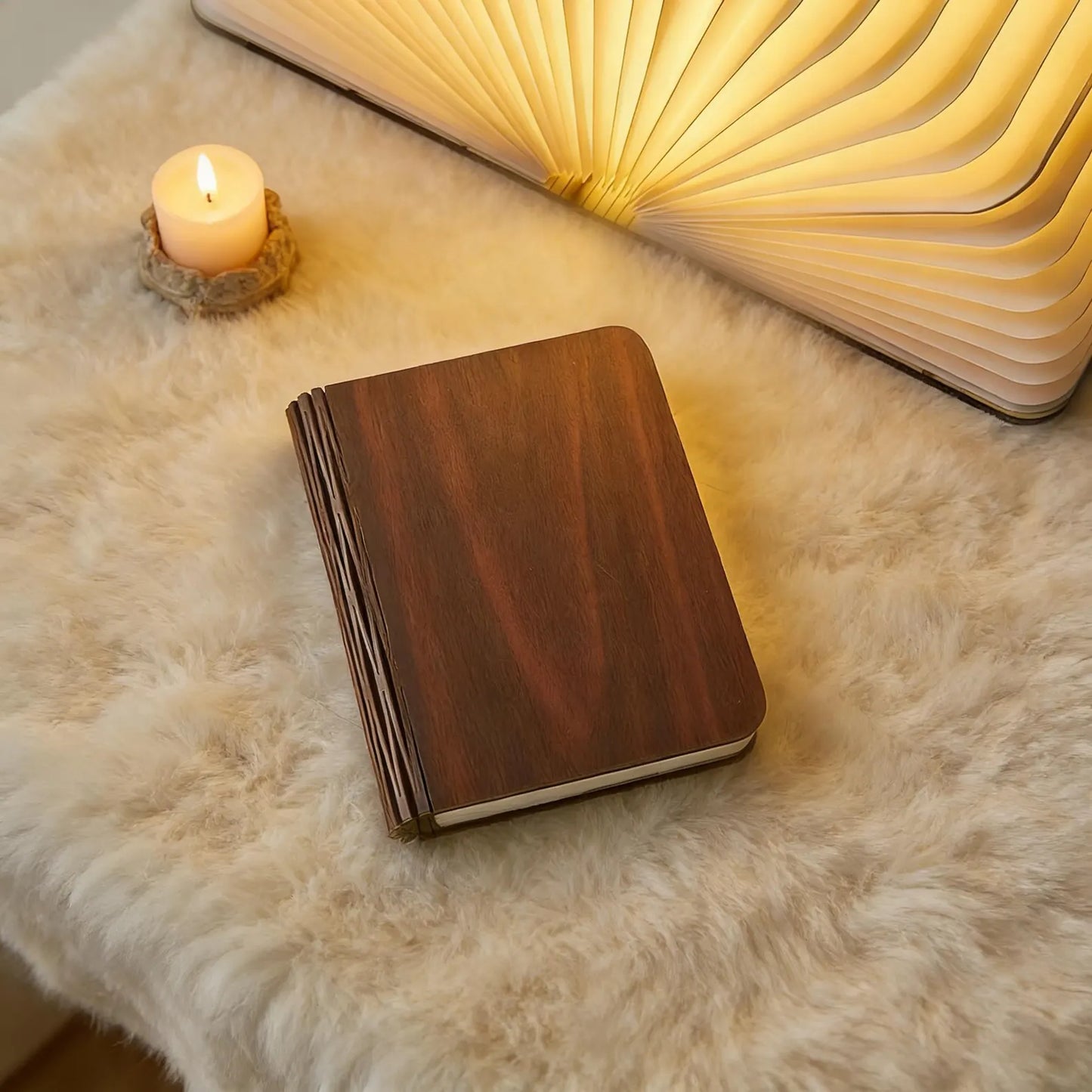 Wooden LED Book Lamp – Foldable Book Light for Cozy Reading Spaces