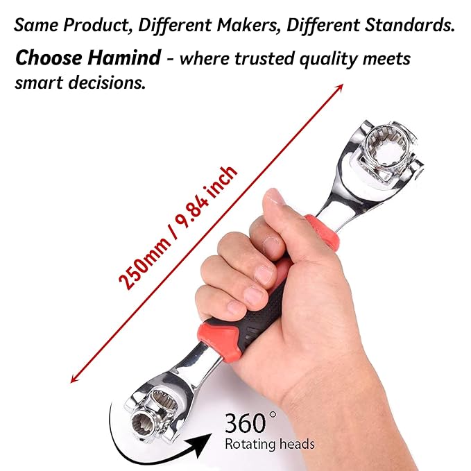 8-in-1 Universal Socket Wrench – 360° Rotating Tool