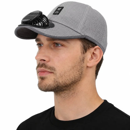 Solar Fan Cap with Rechargeable Battery