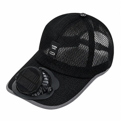 Solar Fan Cap with Rechargeable Battery