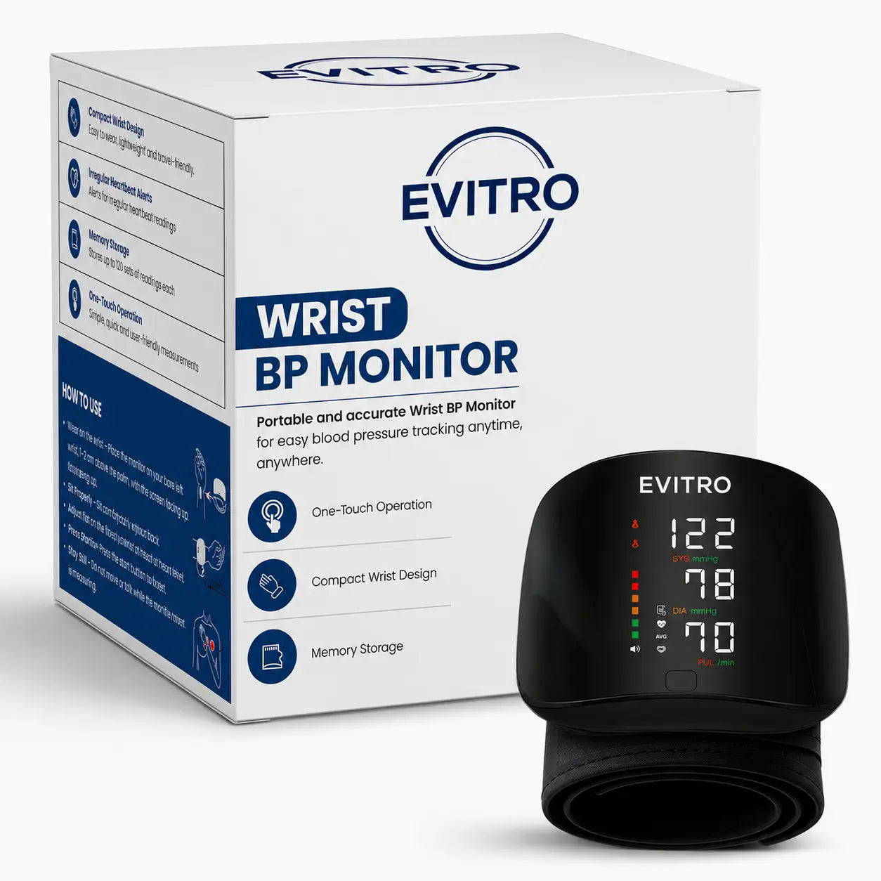 Evitro Rechargeable Wrist BP Monitor