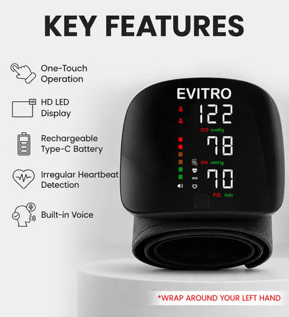 Evitro Rechargeable Wrist BP Monitor