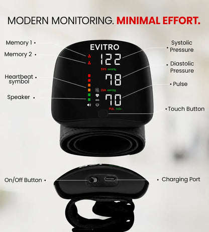Evitro Rechargeable Wrist BP Monitor