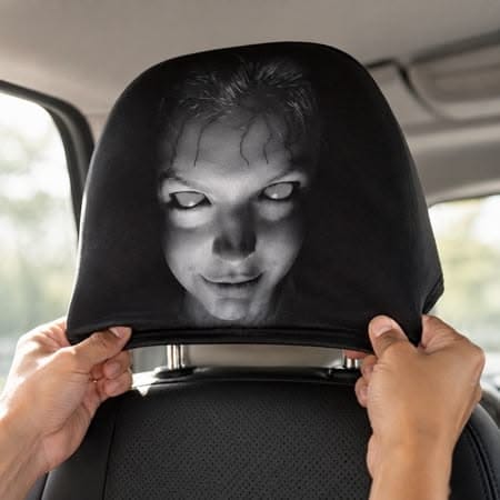 Car Headrest Ghost Face Cover – Creepy & Unique Car Interior Accessory