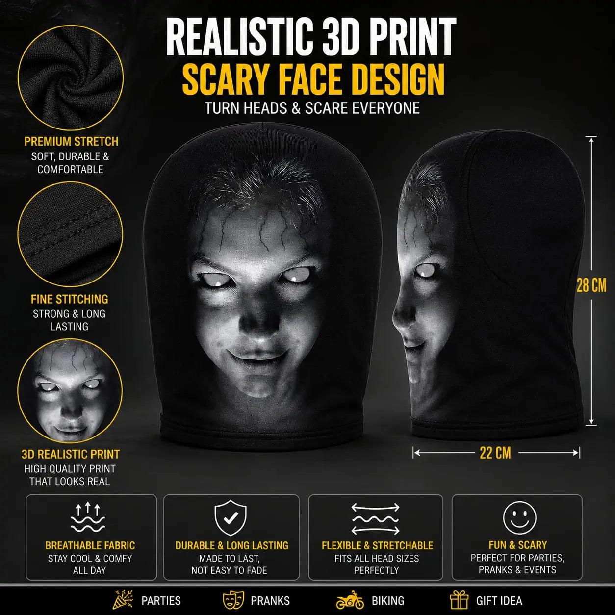 Car Headrest Ghost Face Cover – Creepy & Unique Car Interior Accessory