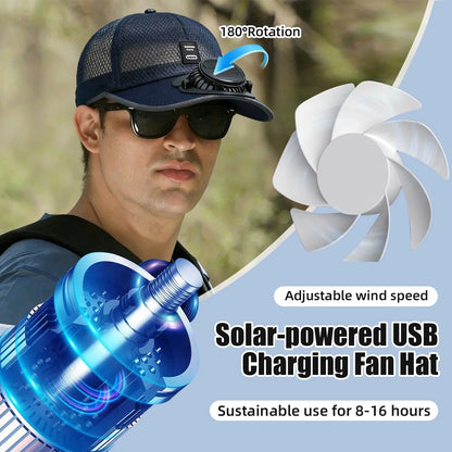 Solar Fan Hat Sun Visors Hat Summer Breathable Mesh Cap Solar USB Charging