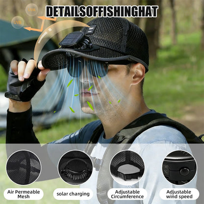 Solar Fan Hat Sun Visors Hat Summer Breathable Mesh Cap Solar USB Charging