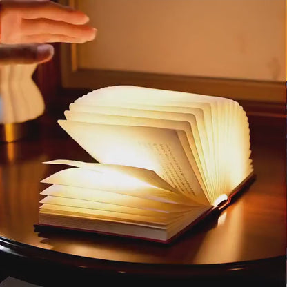 Wooden LED Book Lamp – Foldable Book Light for Cozy Reading Spaces