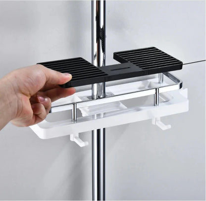 Adhesive Shower Shelf with Soap Holder – Tool-Free Installation for Modern Bathrooms