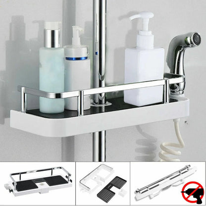 Adhesive Shower Shelf with Soap Holder – Tool-Free Installation for Modern Bathrooms